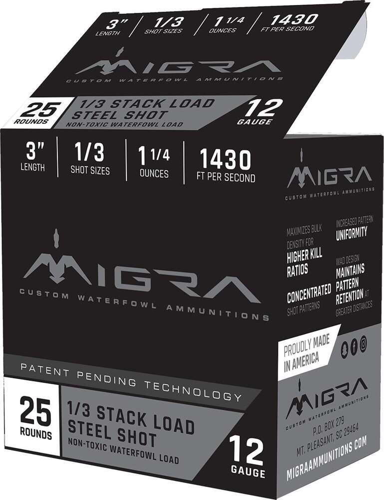 Ammunition Migra Ammunition Ready Series 25ACP 12 Guage 3 Inch Steel Shot -Staxd Load 1-3 SHOT 1.25 Ounces 25 rounds